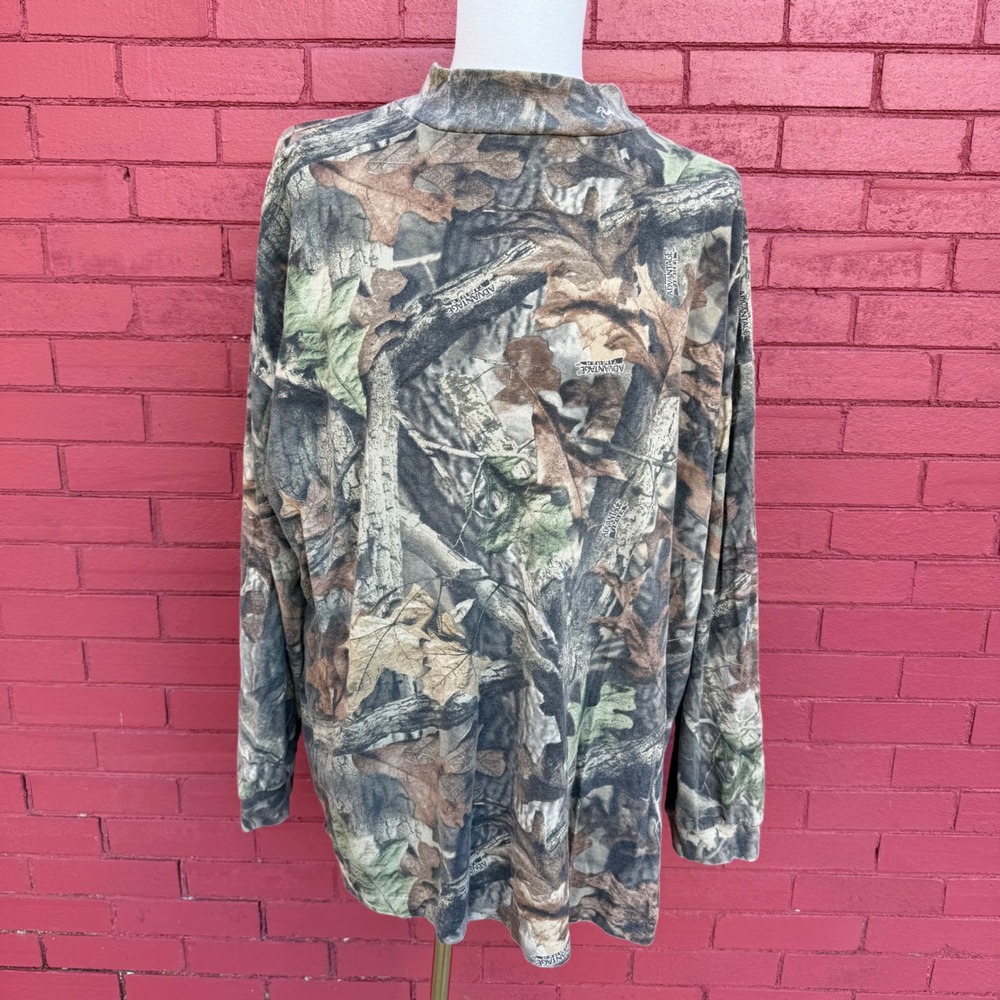 Vtg 90s Duxbak Advantage Camo Mock Neck Long‎ Sleeve Shirt Mens 3XL Hunting